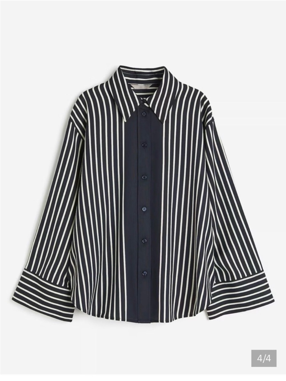 H&M Black & White Vertical Stripe Button-Up Shirt